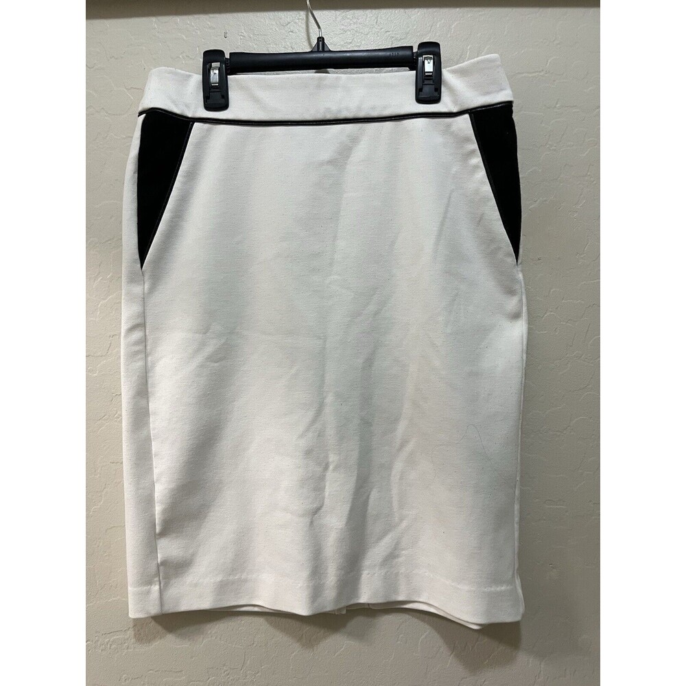 Anne Klein Lily White with Black Trim‎ Office Career Skirt size M/L